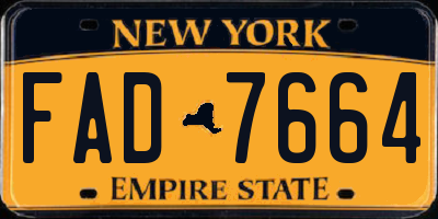 NY license plate FAD7664