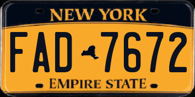 NY license plate FAD7672