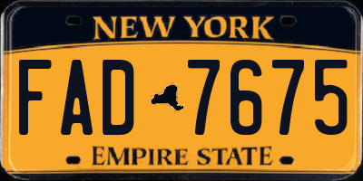 NY license plate FAD7675