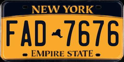 NY license plate FAD7676
