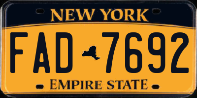 NY license plate FAD7692