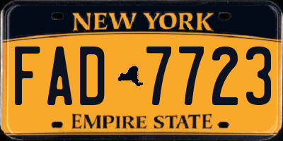 NY license plate FAD7723