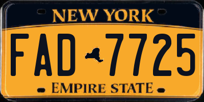 NY license plate FAD7725