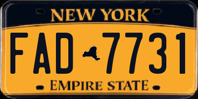 NY license plate FAD7731