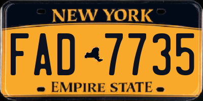 NY license plate FAD7735