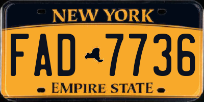 NY license plate FAD7736