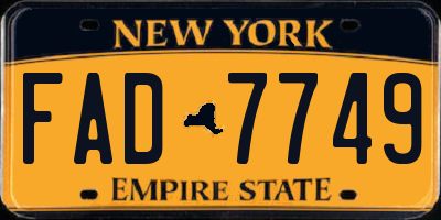 NY license plate FAD7749