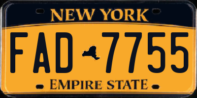 NY license plate FAD7755