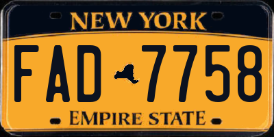 NY license plate FAD7758