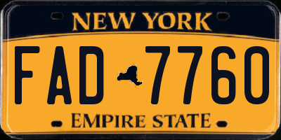 NY license plate FAD7760