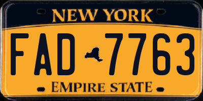 NY license plate FAD7763