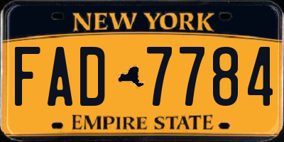 NY license plate FAD7784