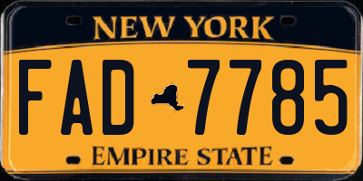 NY license plate FAD7785