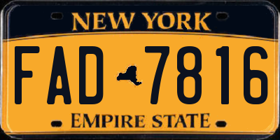 NY license plate FAD7816