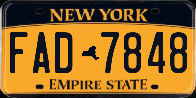NY license plate FAD7848