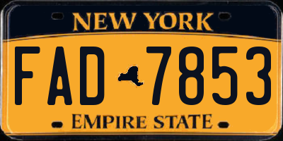 NY license plate FAD7853