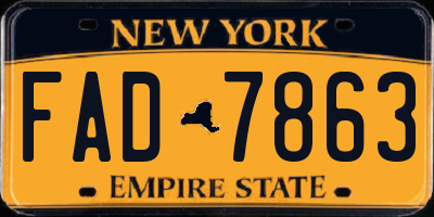 NY license plate FAD7863