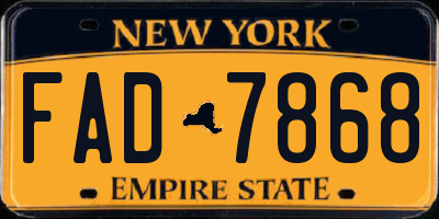 NY license plate FAD7868