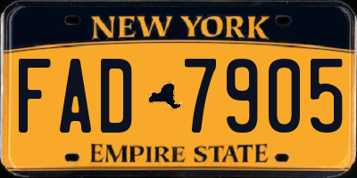 NY license plate FAD7905