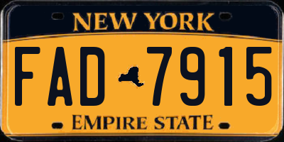 NY license plate FAD7915