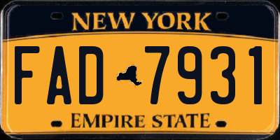 NY license plate FAD7931