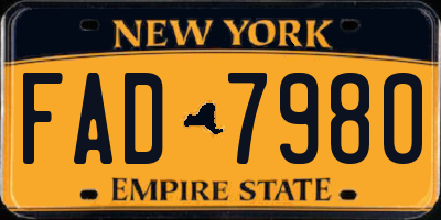 NY license plate FAD7980