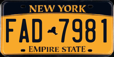 NY license plate FAD7981