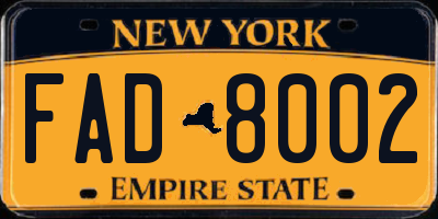 NY license plate FAD8002