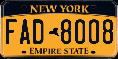 NY license plate FAD8008