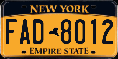 NY license plate FAD8012