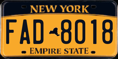 NY license plate FAD8018