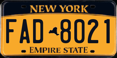NY license plate FAD8021