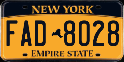 NY license plate FAD8028
