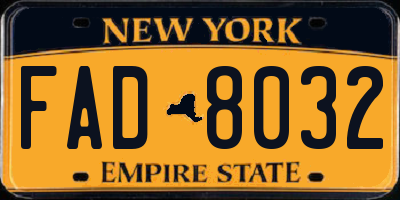 NY license plate FAD8032