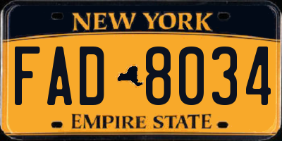 NY license plate FAD8034