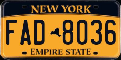 NY license plate FAD8036