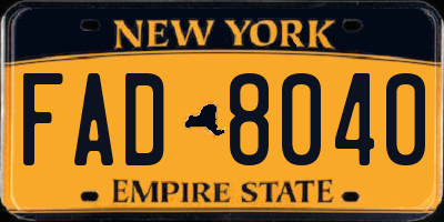 NY license plate FAD8040