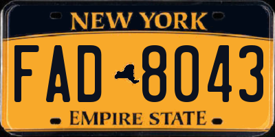 NY license plate FAD8043