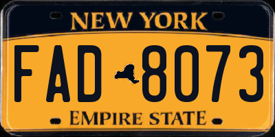 NY license plate FAD8073