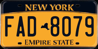 NY license plate FAD8079