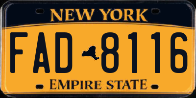 NY license plate FAD8116