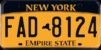 NY license plate FAD8124