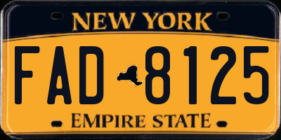 NY license plate FAD8125