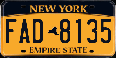 NY license plate FAD8135