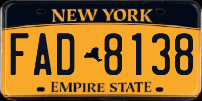 NY license plate FAD8138