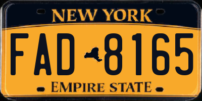 NY license plate FAD8165