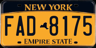 NY license plate FAD8175