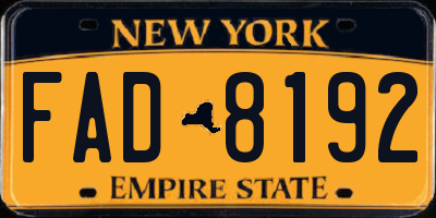 NY license plate FAD8192