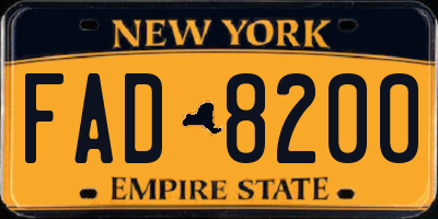 NY license plate FAD8200