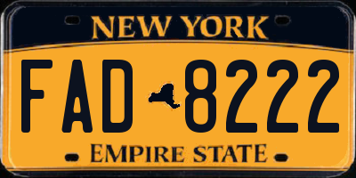 NY license plate FAD8222